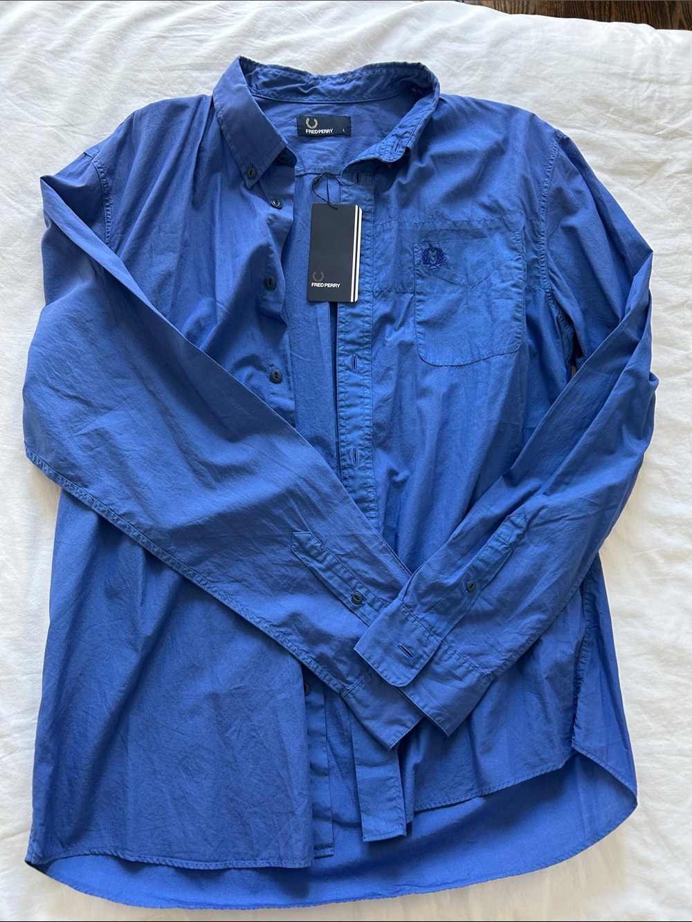 Fred Perry Men's Royal Blue Button-Down Shirt Jacket